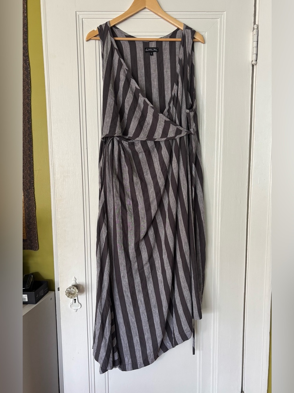 Hebbeding Gray Striped Wrap Dress
